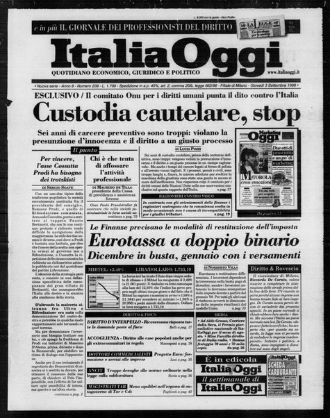 Italia oggi : quotidiano di economia finanza e politica